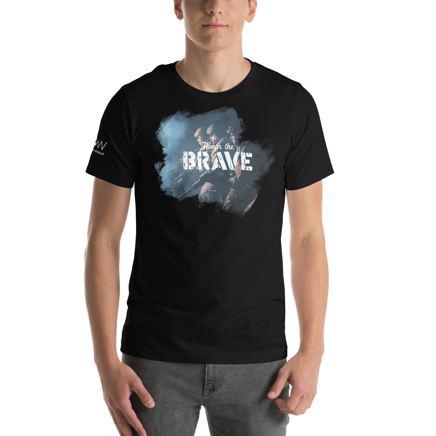 Honor the Brave V Men's Motivational Black T-Shirt