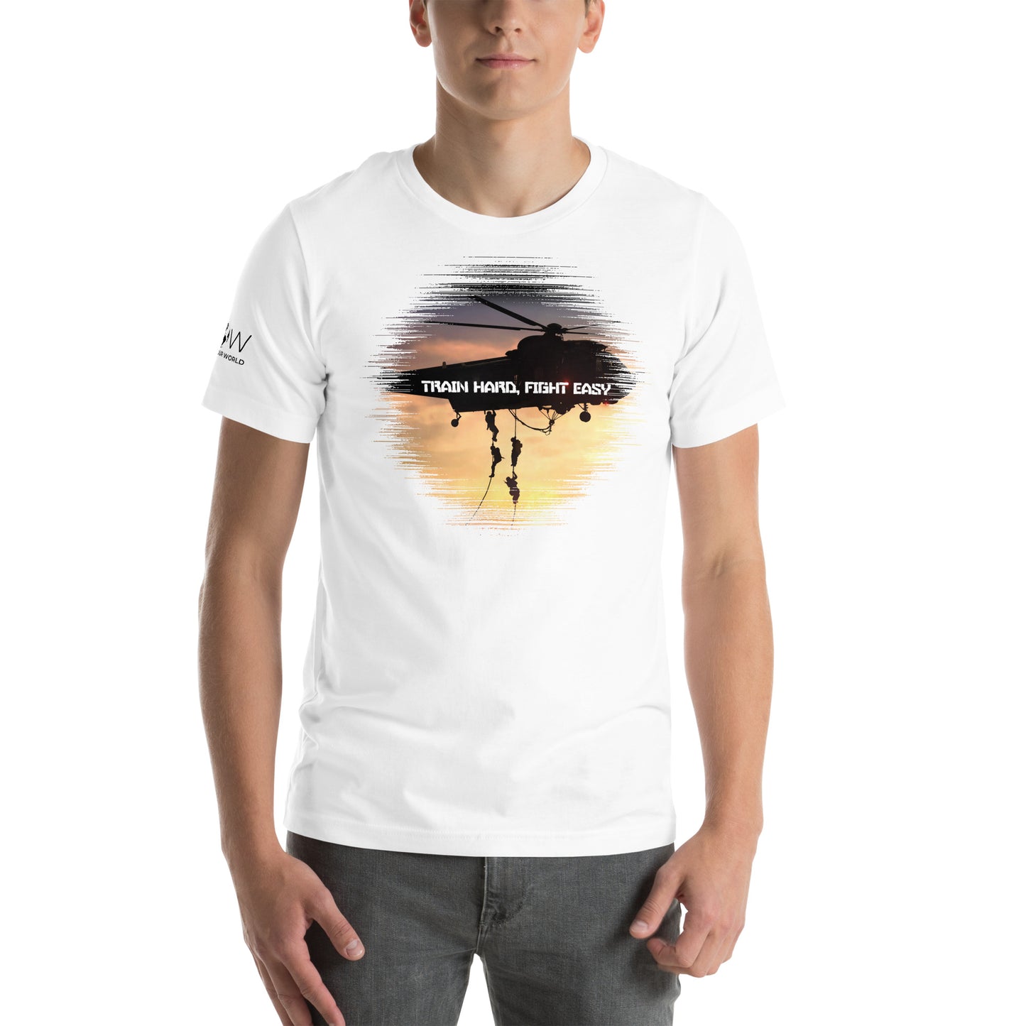 Train Hard Fight Easy II Motivational White Men's T-Shirt