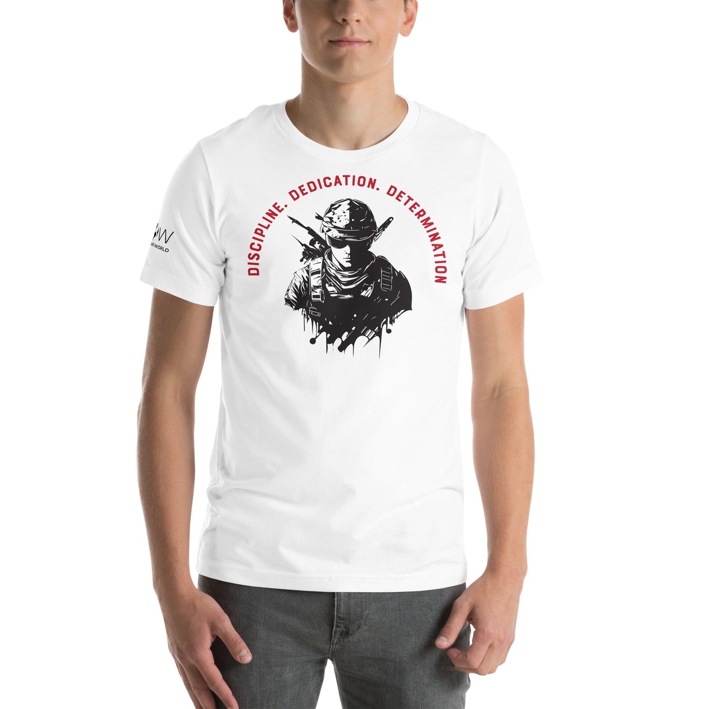 Discipline. Dedication. Determination. Men's Motivational White T-Shirt
