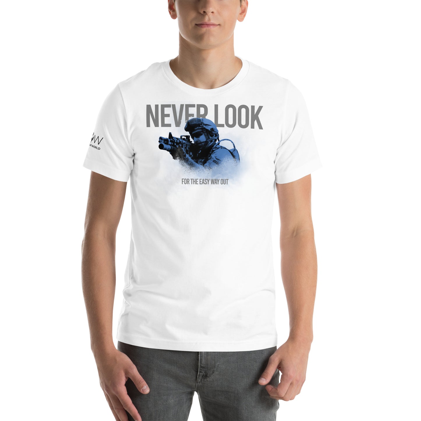 Never Look for the Easy Way Out II Men's Motivational White T-Shirt