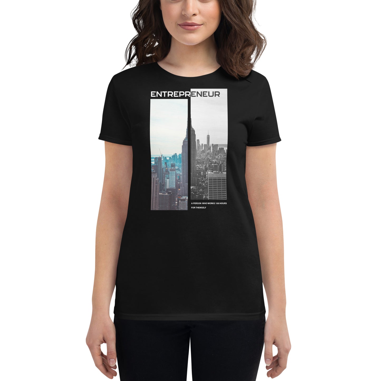 Entrepreneur Skyline Women’s Motivational Black T-Shirt
