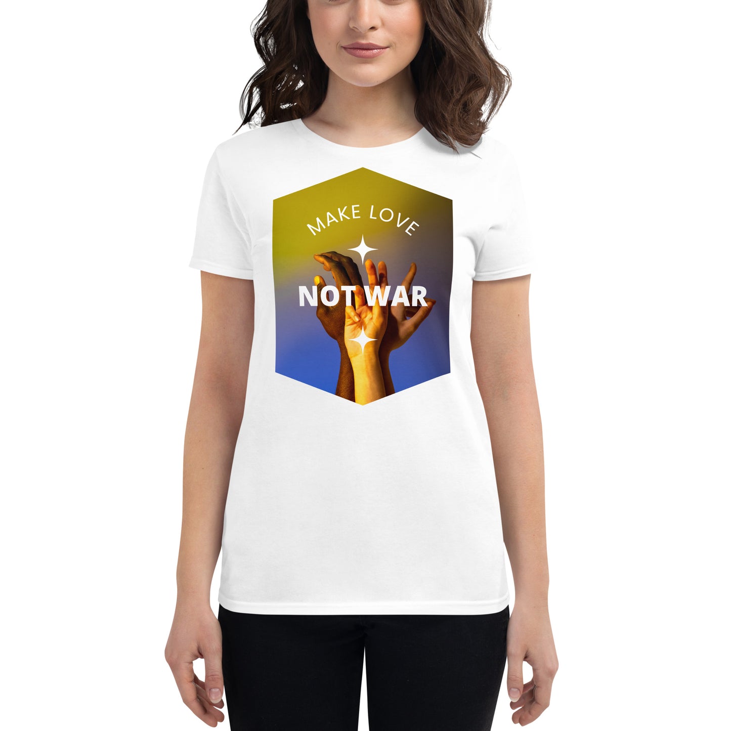 Make Love Not War IV Women's Motivational White T-Shirt