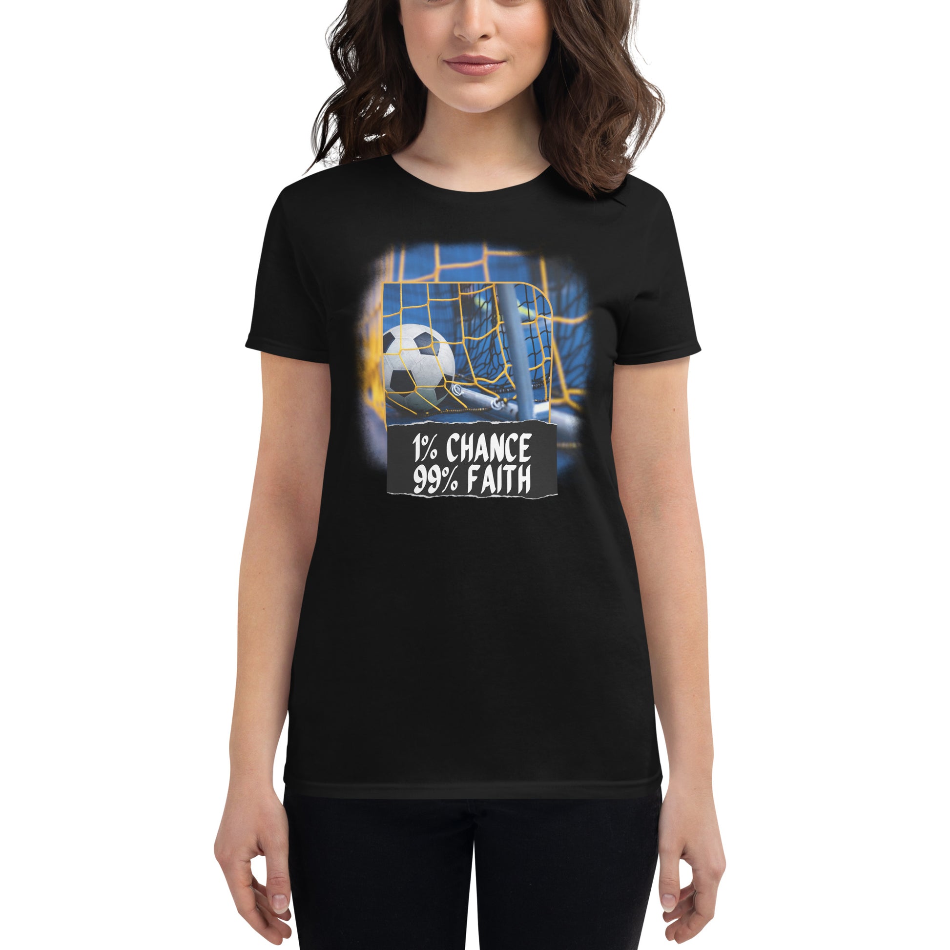 1% Chance 99% Faith Women’s Motivational Black T-Shirt