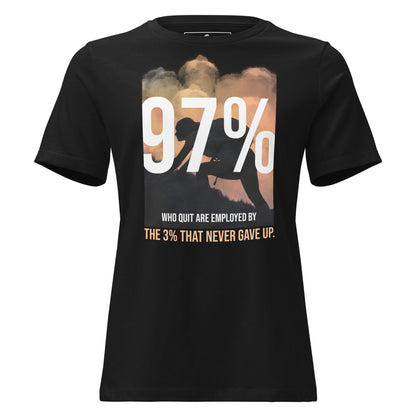 3% That Never Gave Up Black Motivational Women’s T-Shirt