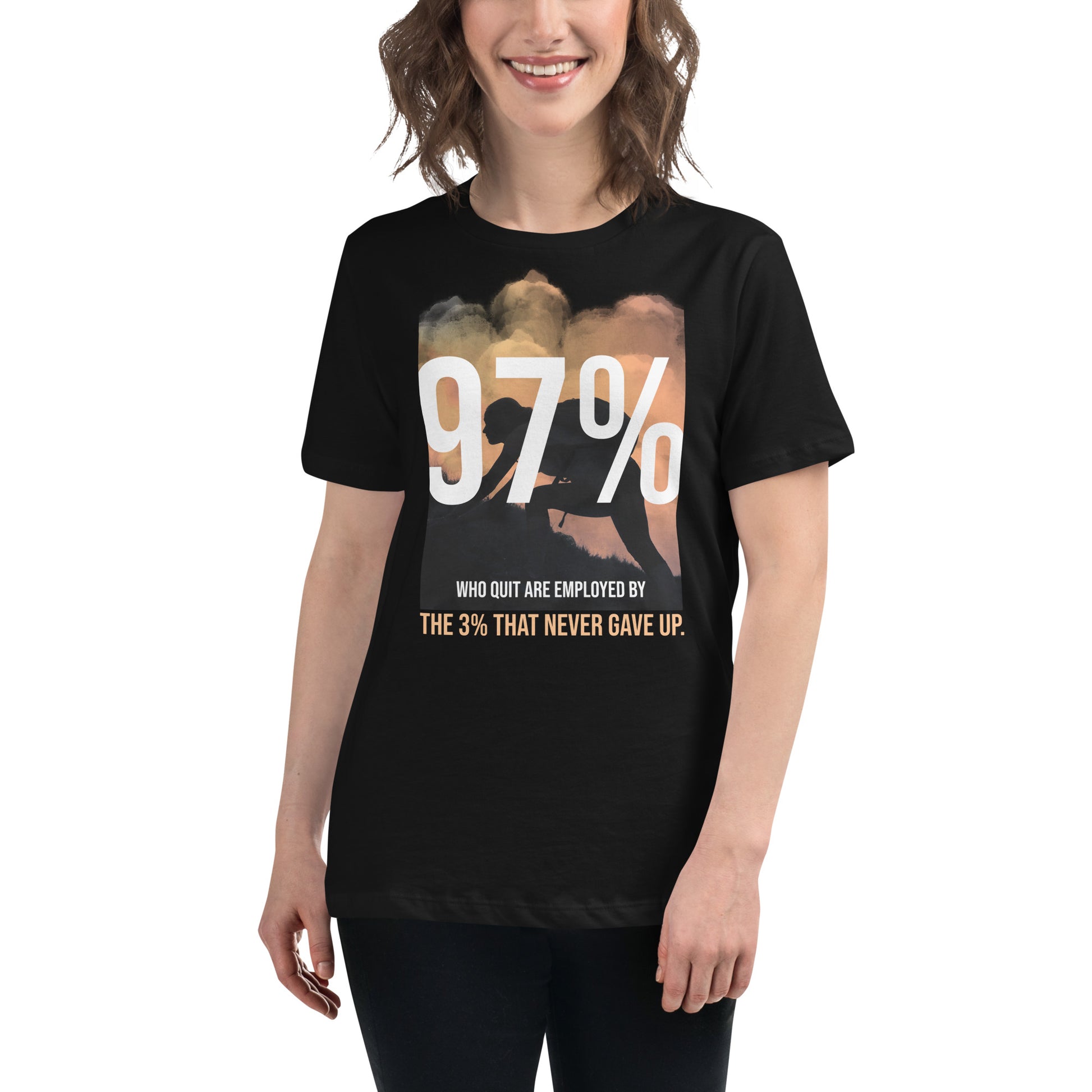 3% That Never Gave Up Black Motivational Women’s T-Shirt Lifestyle