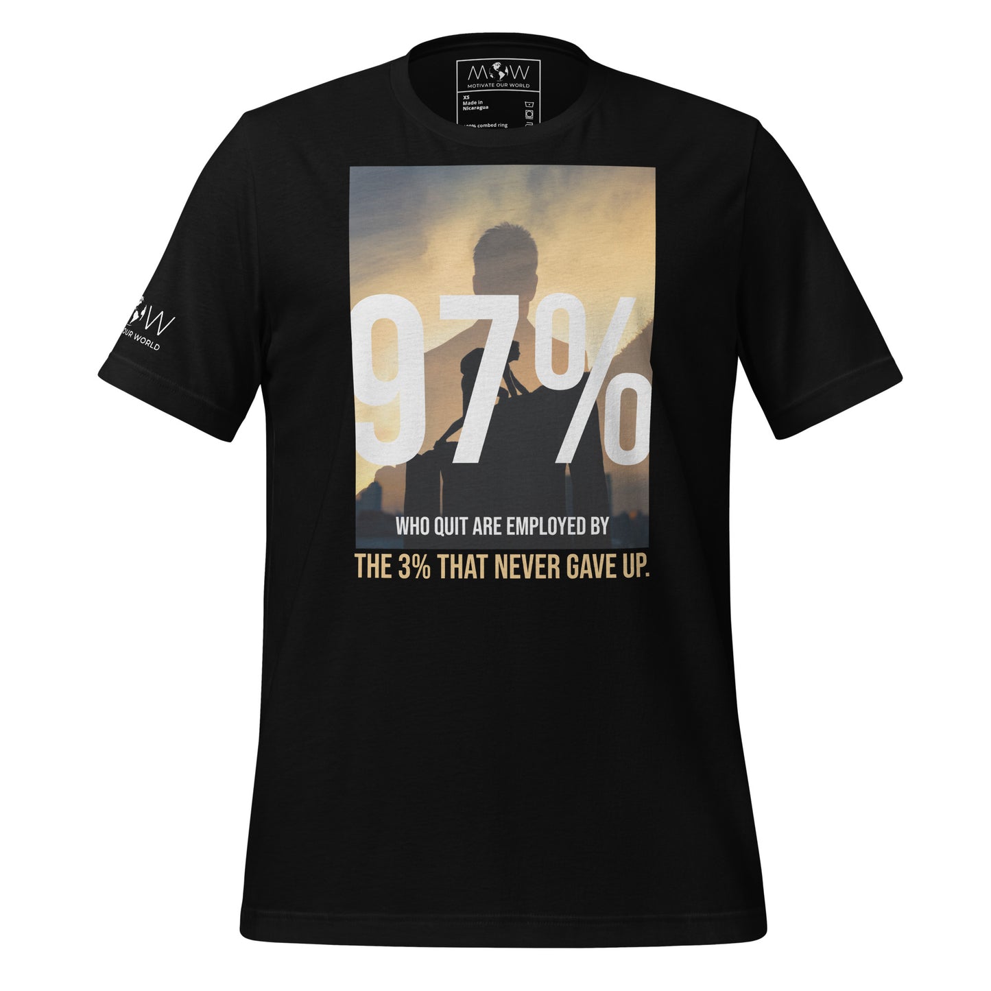 3% That Never Gave Up Men's Motivational Black T-Shirt