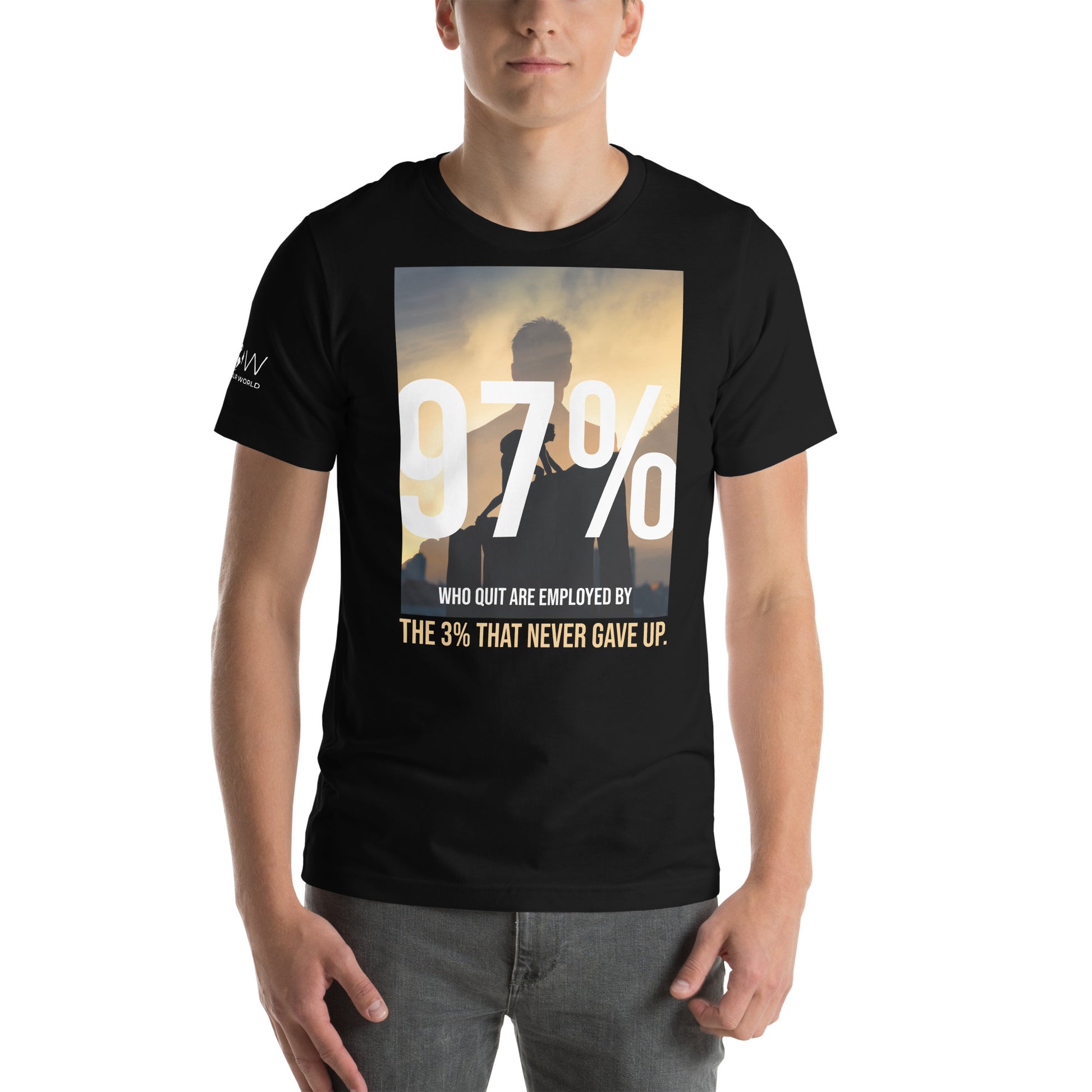 3% That Never Gave Up Men's Motivational Black T-Shirt