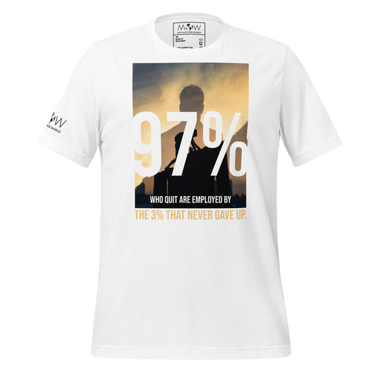3% That Never Gave Up Men's Motivational White T-Shirt