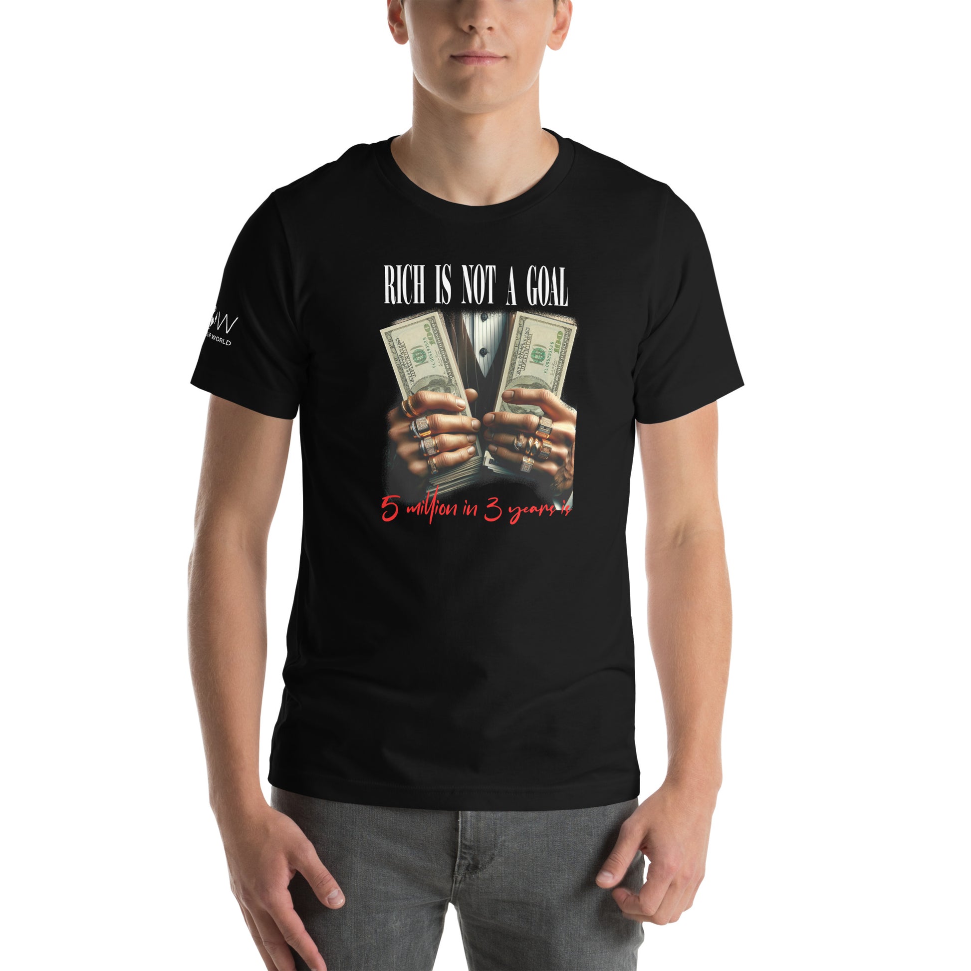 "5 Million in 3 Years Is" Men’s Motivational Black  T-Shirt