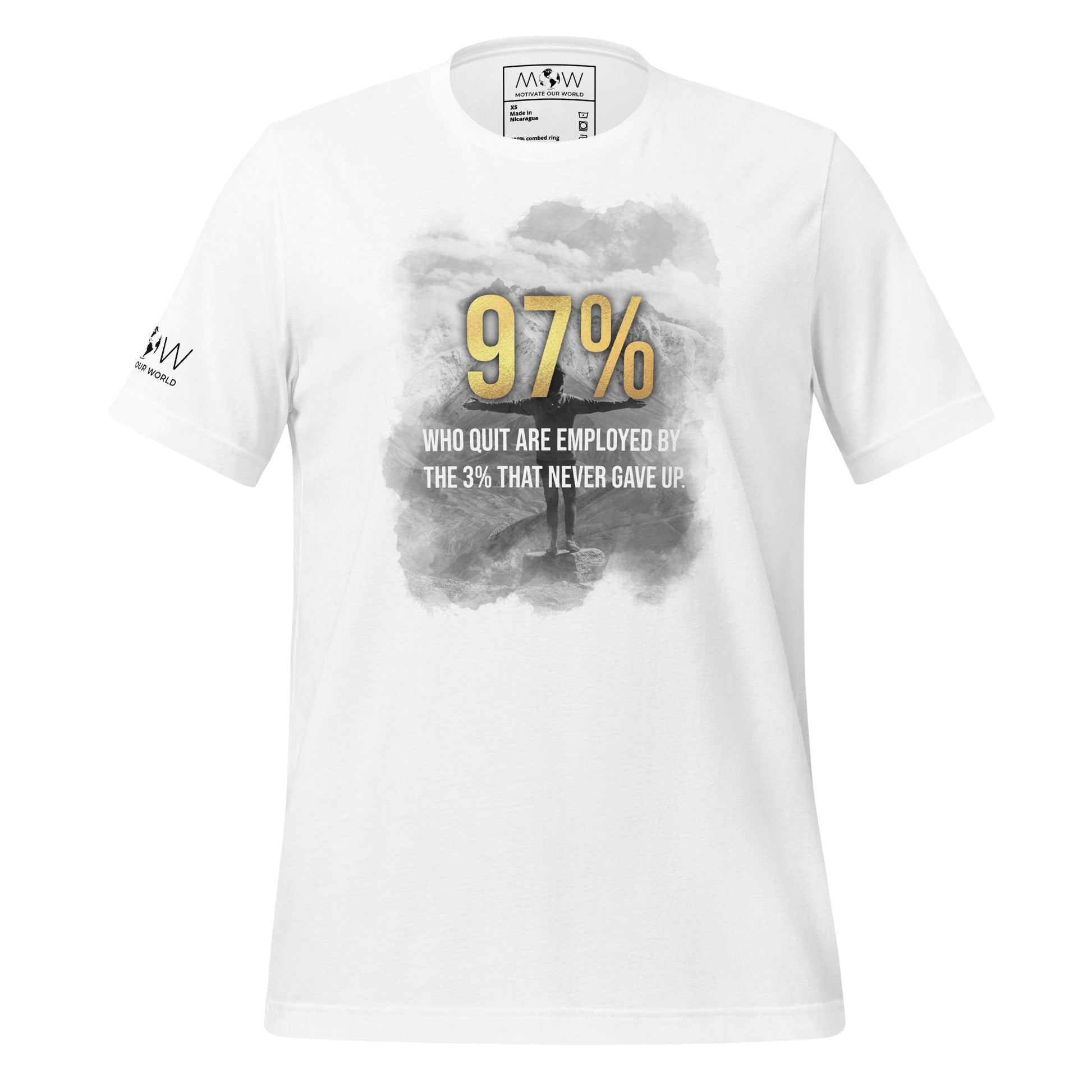 97% Who Quit are Employed by the 3% That Never Gave Up Men's Motivational White T-Shirt