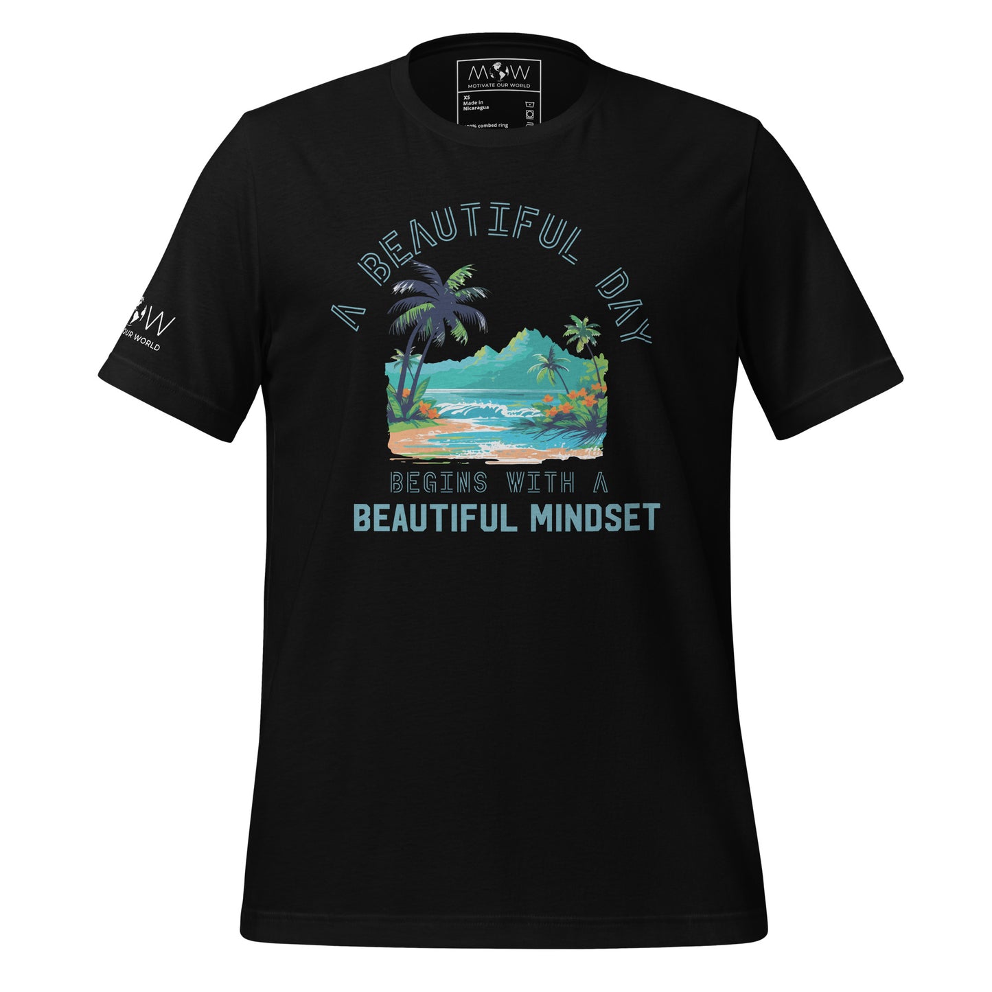 A Beautiful Day Begins with a Beautiful Mindset - Men's Motivational Black T-Shirt