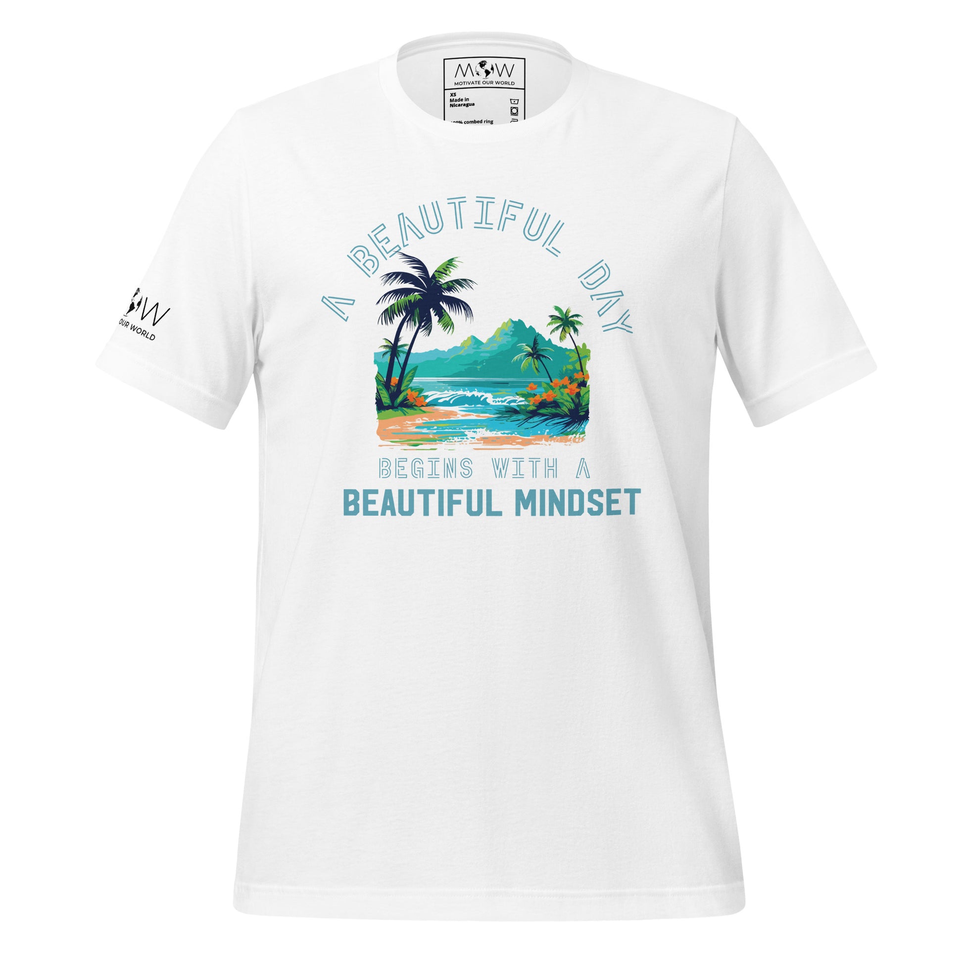 A Beautiful Day Begins with a Beautiful Mindset - Men's Motivational White T-Shirt