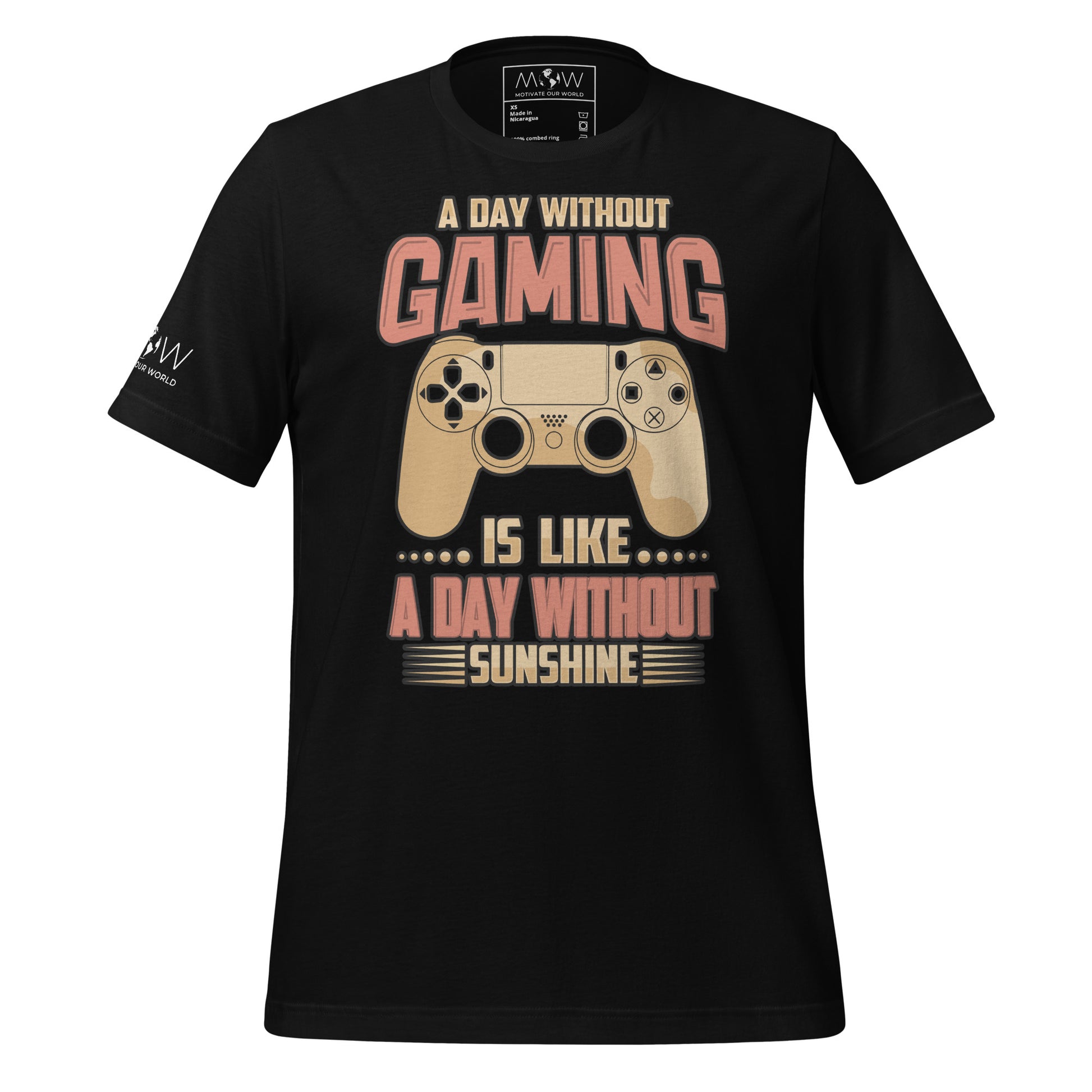 A Day Without Gaming Is Like A Day Without Sunshine Black Motivational Men's T-Shirt