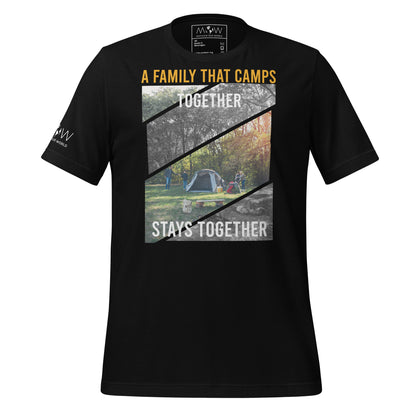 "A Family That Camps Together" Men's Motivational Black T-Shirt