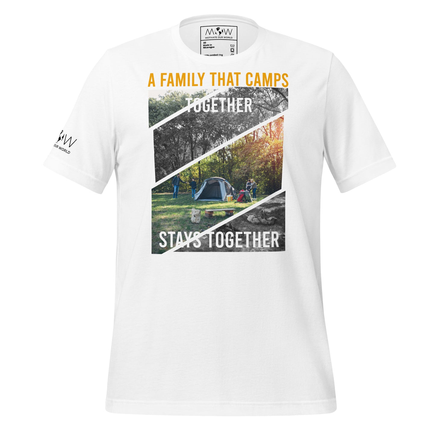 "A Family That Camps Together" Men's Motivational White T-Shirt