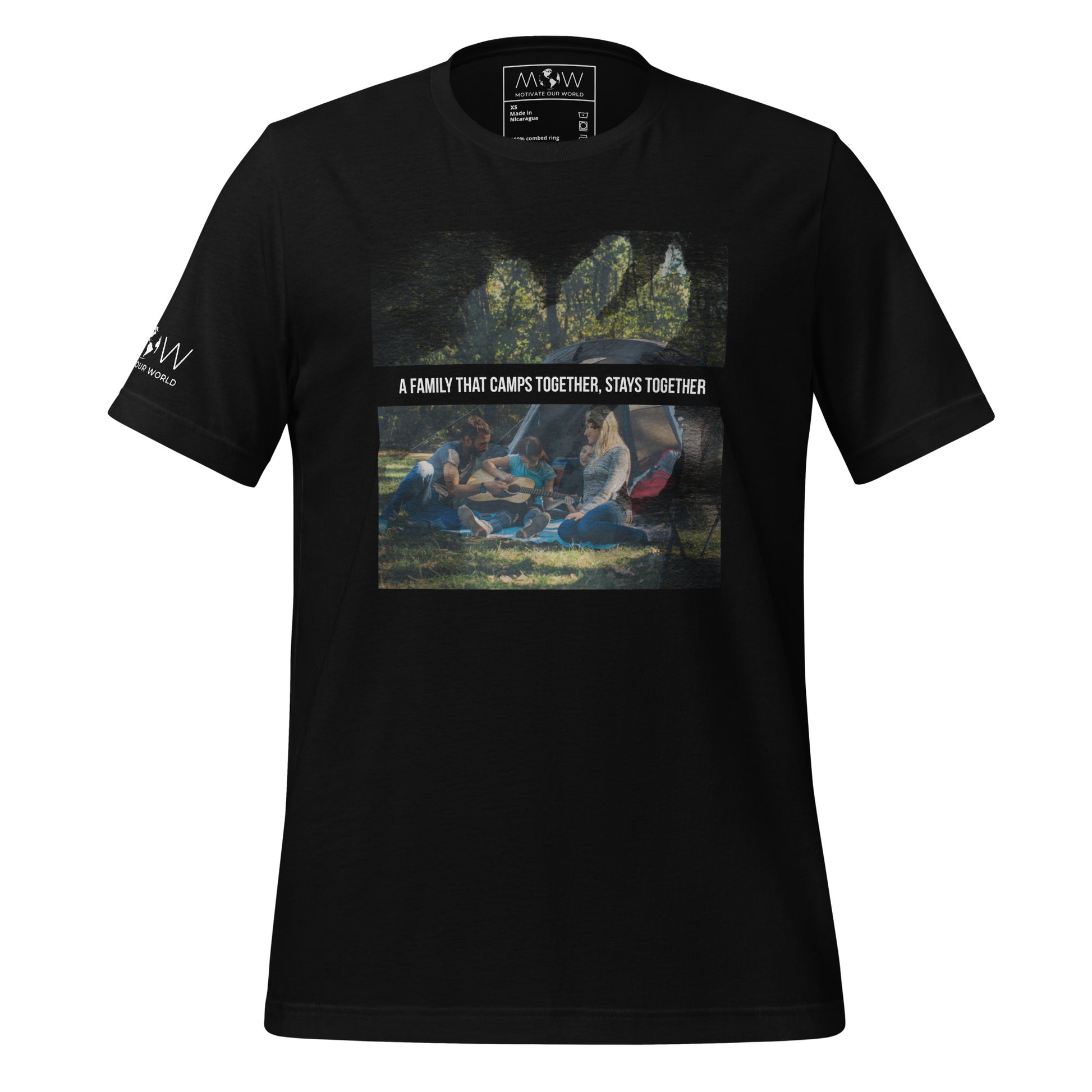 "A Family That Camps Together, Stays Together" Men's Motivational Black T-Shirt