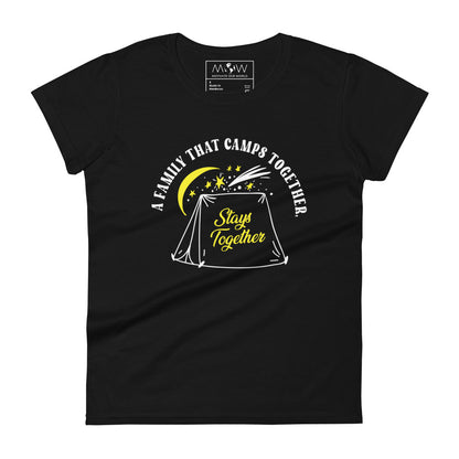 A Family That Camps Together Stays Together Women’s Motivational Black T-Shirt