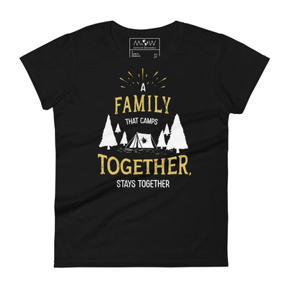 A Family That Camps Together Women’s Motivational Black T-Shirt