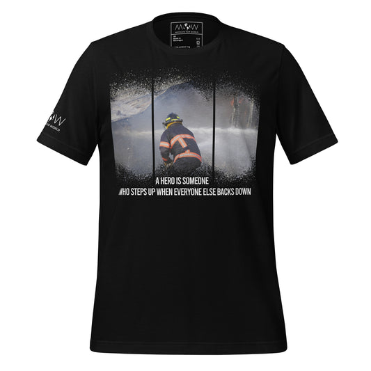 A Hero Is Someone – Firefighter Edition Black Motivational Men's T-Shirt