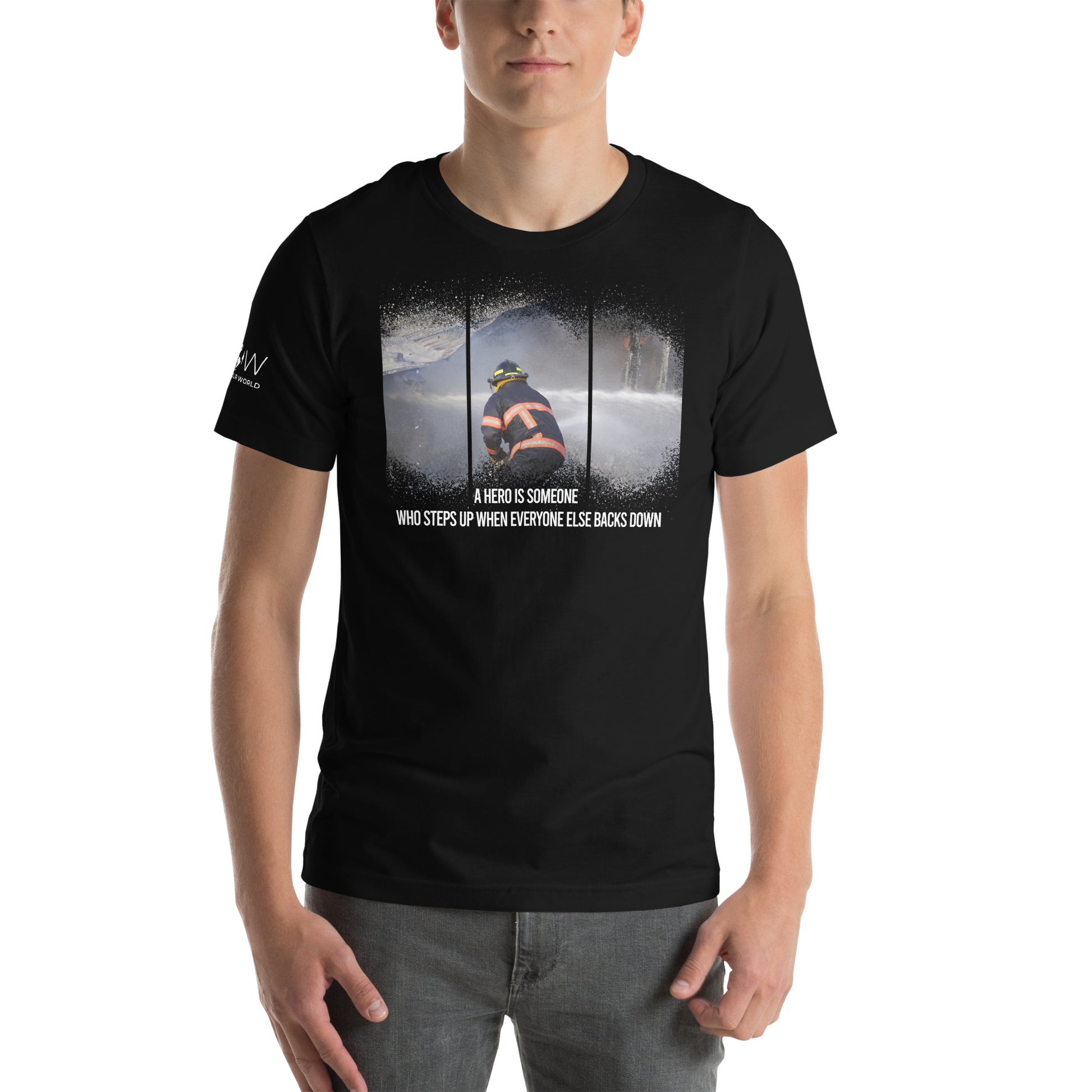 A Hero Is Someone – Firefighter Edition Black Motivational Men's T-Shirt