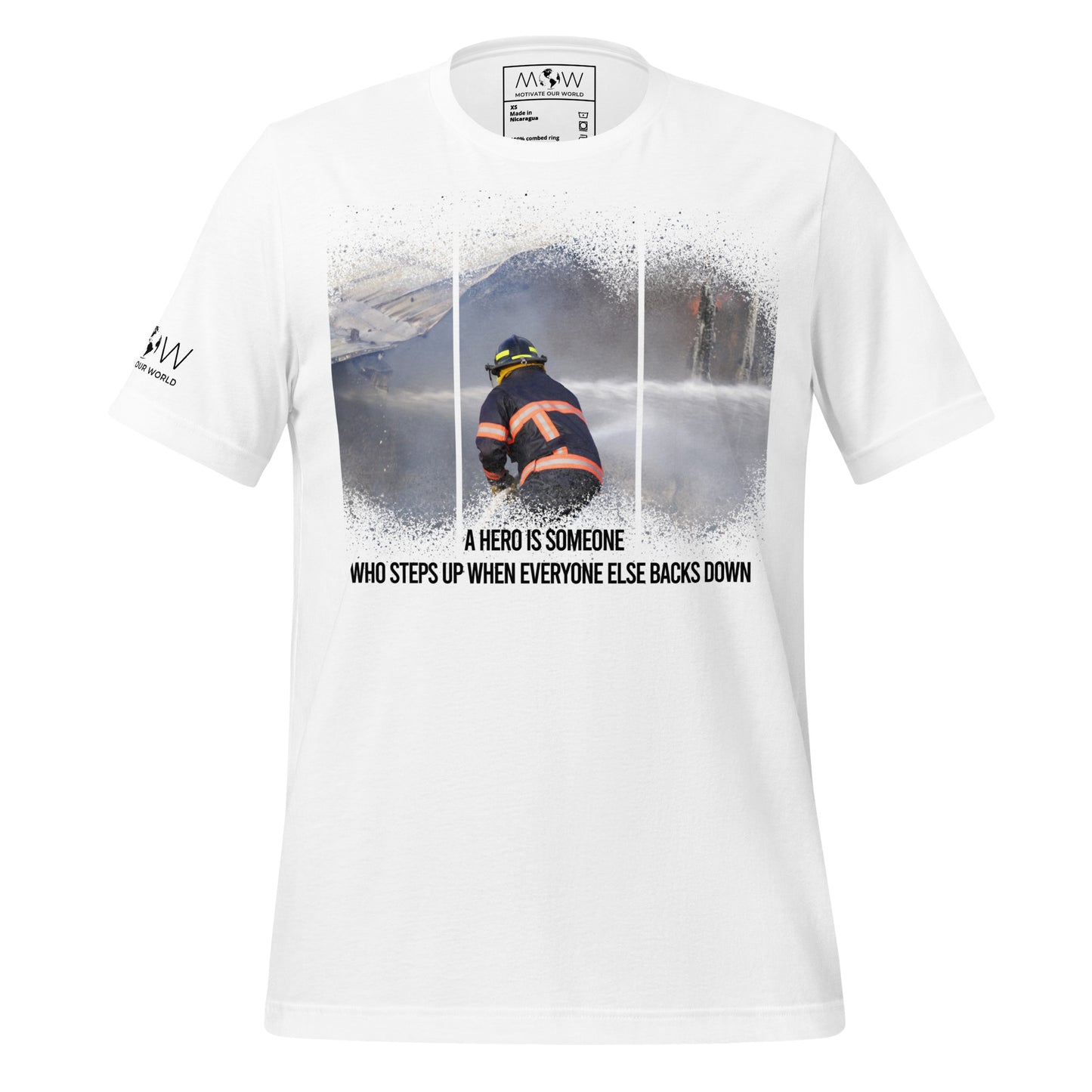 A Hero Is Someone – Firefighter Edition White Motivational Men's T-Shirt