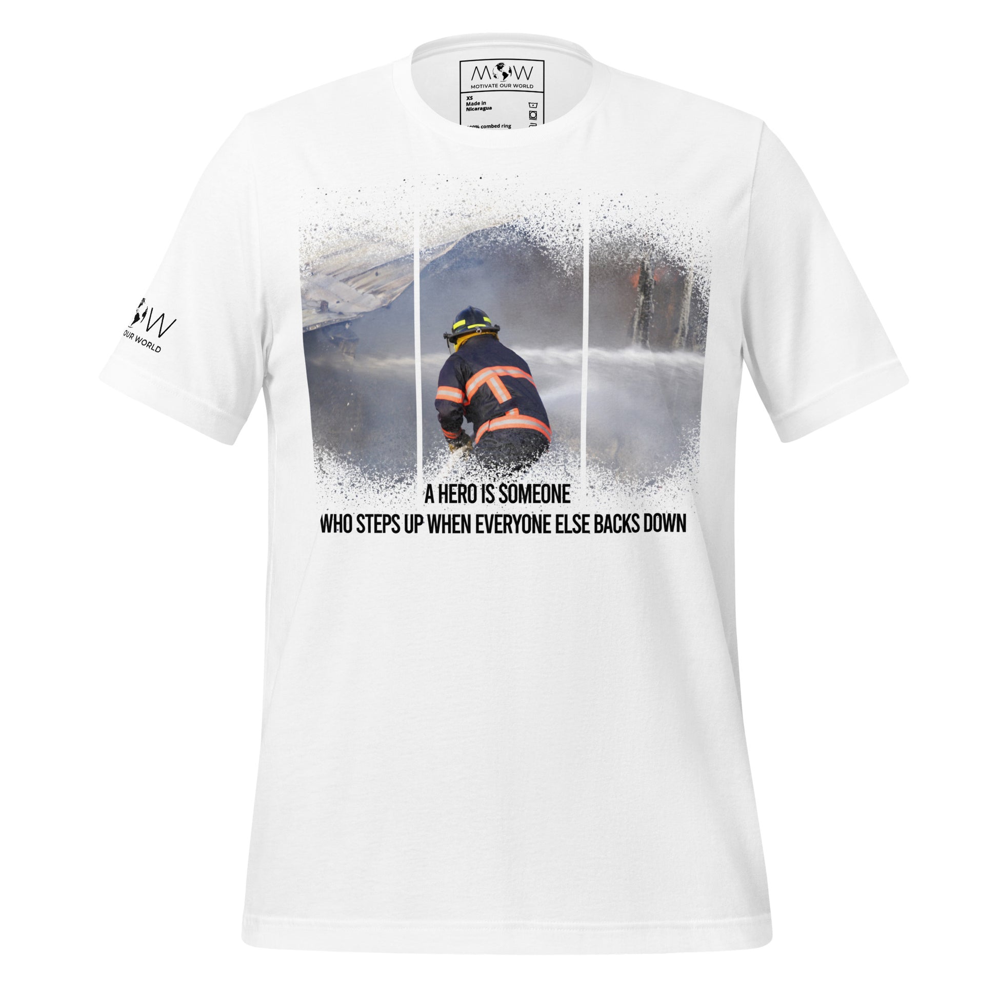A Hero Is Someone – Firefighter Edition White Motivational Men's T-Shirt