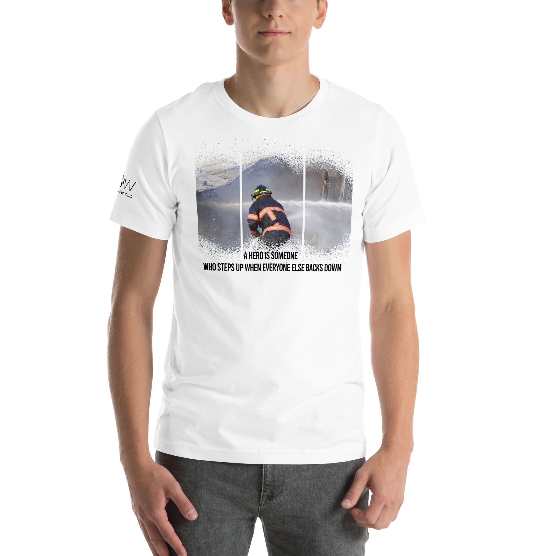 A Hero Is Someone – Firefighter Edition White Motivational Men's T-Shirt