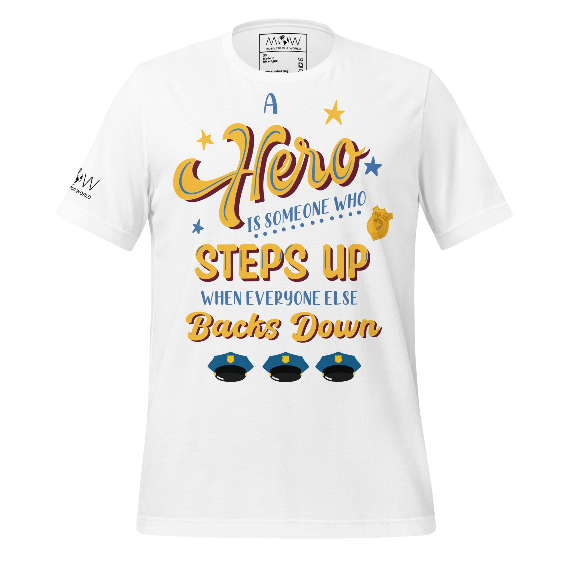 A Hero Steps Up – Bold Script Edition White Motivational Men's T-Shirt