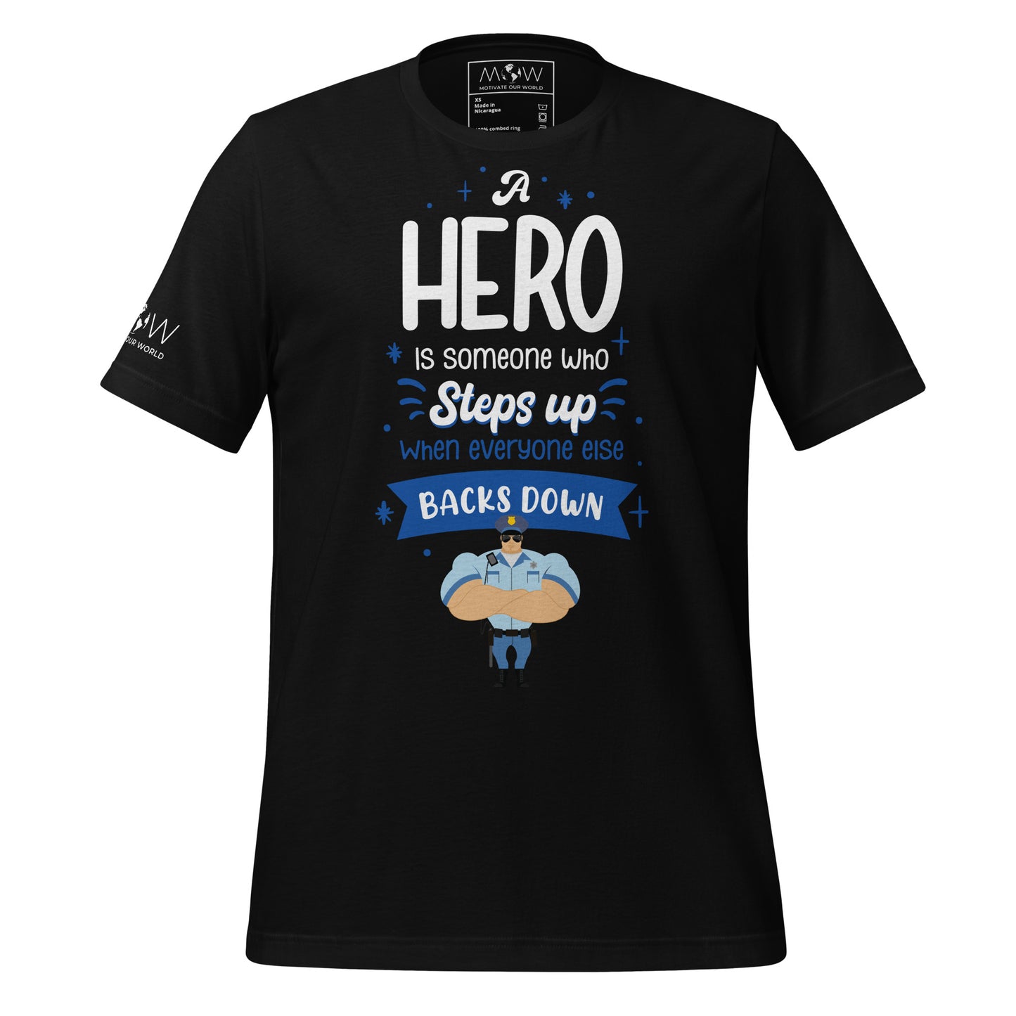 A Hero Steps Up – Officer Edition Black Motivational Men's T-Shirt