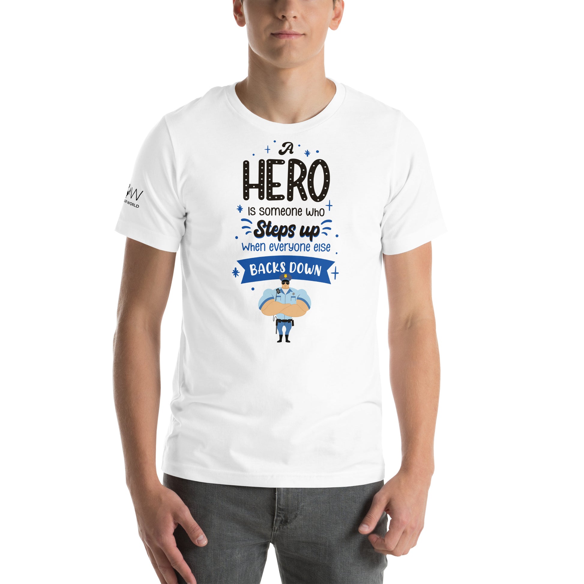 A Hero Steps Up – Officer Edition White Motivational Men's T-Shirt