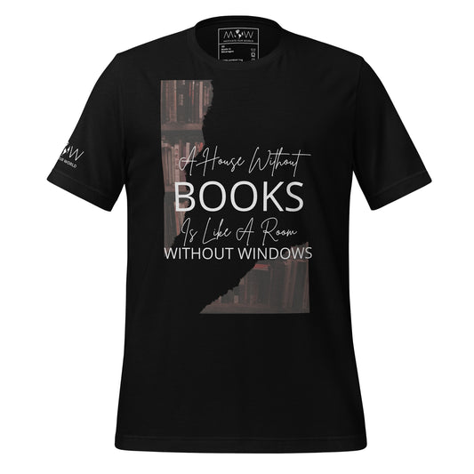 A House Without Books – Bookshelf Silhouette Black Motivational Men's T-Shirt
