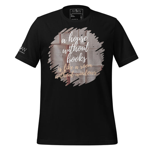 A House Without Books – Open Pages Black Motivational Men's T-Shirt