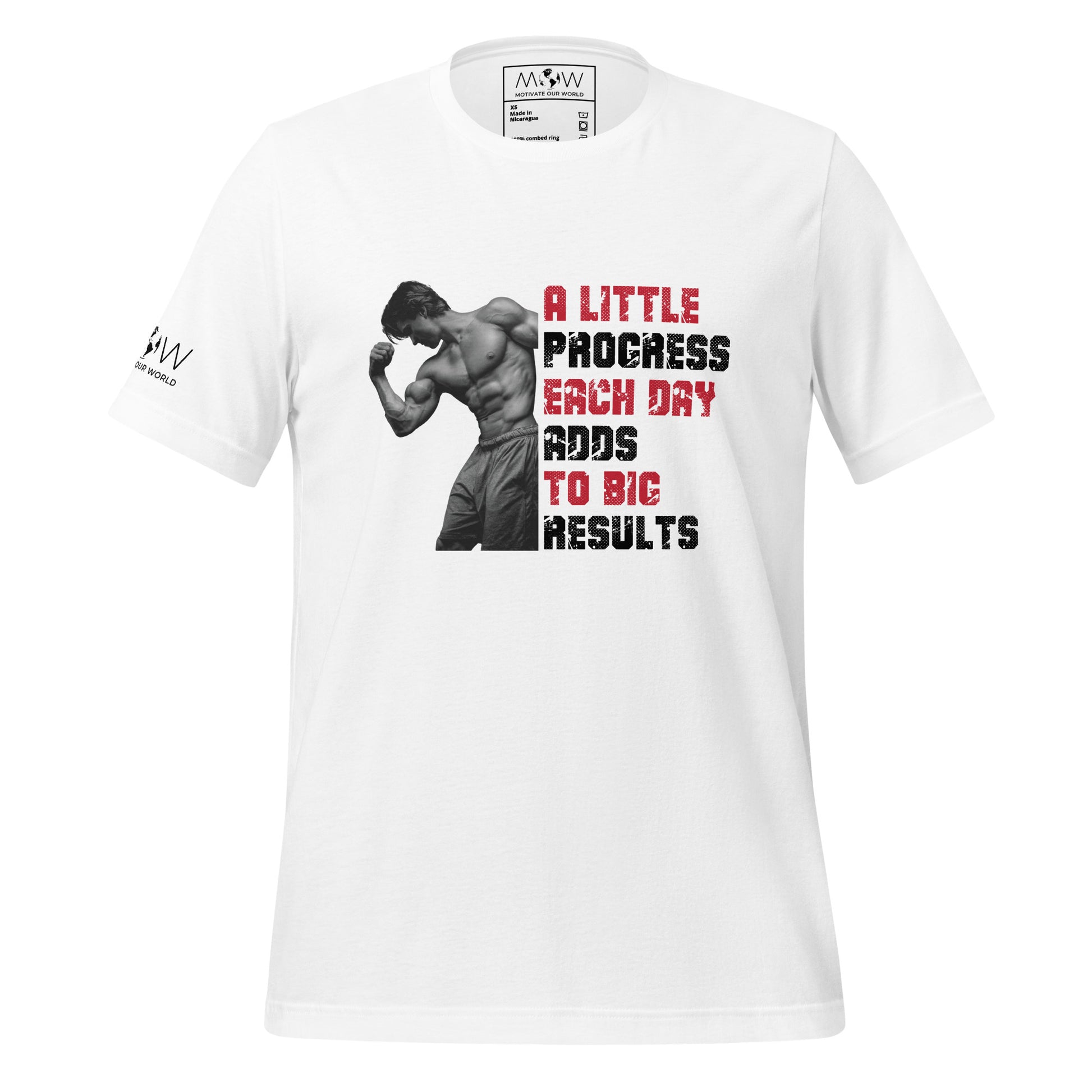 A Little Progress Each Day Adds to Big Results Men's Motivational White  T-Shirt
