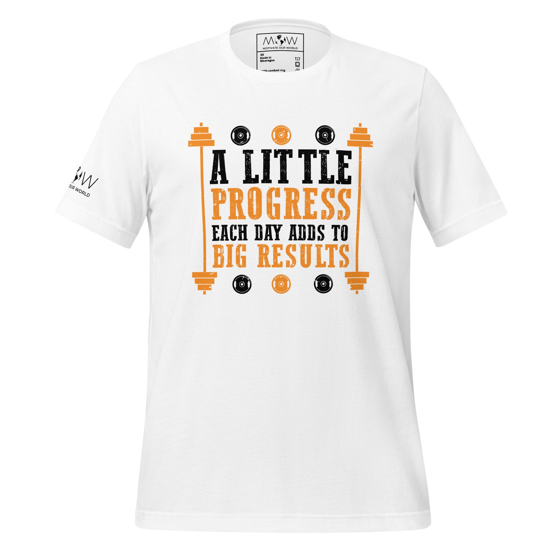 A Little Progress Each Day Adds to Big Results Men's Motivational White T-Shirt