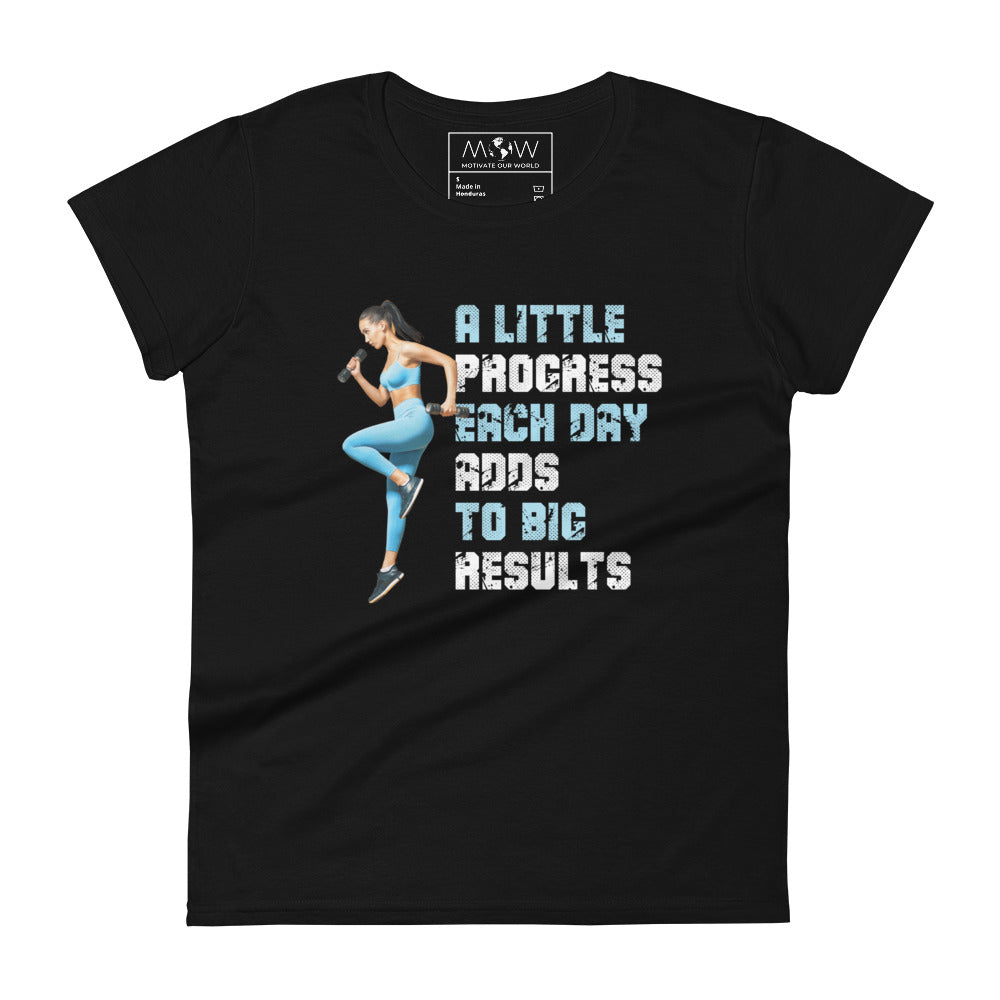 A Little Progress Each Day Women’s Motivational Black T-Shirt