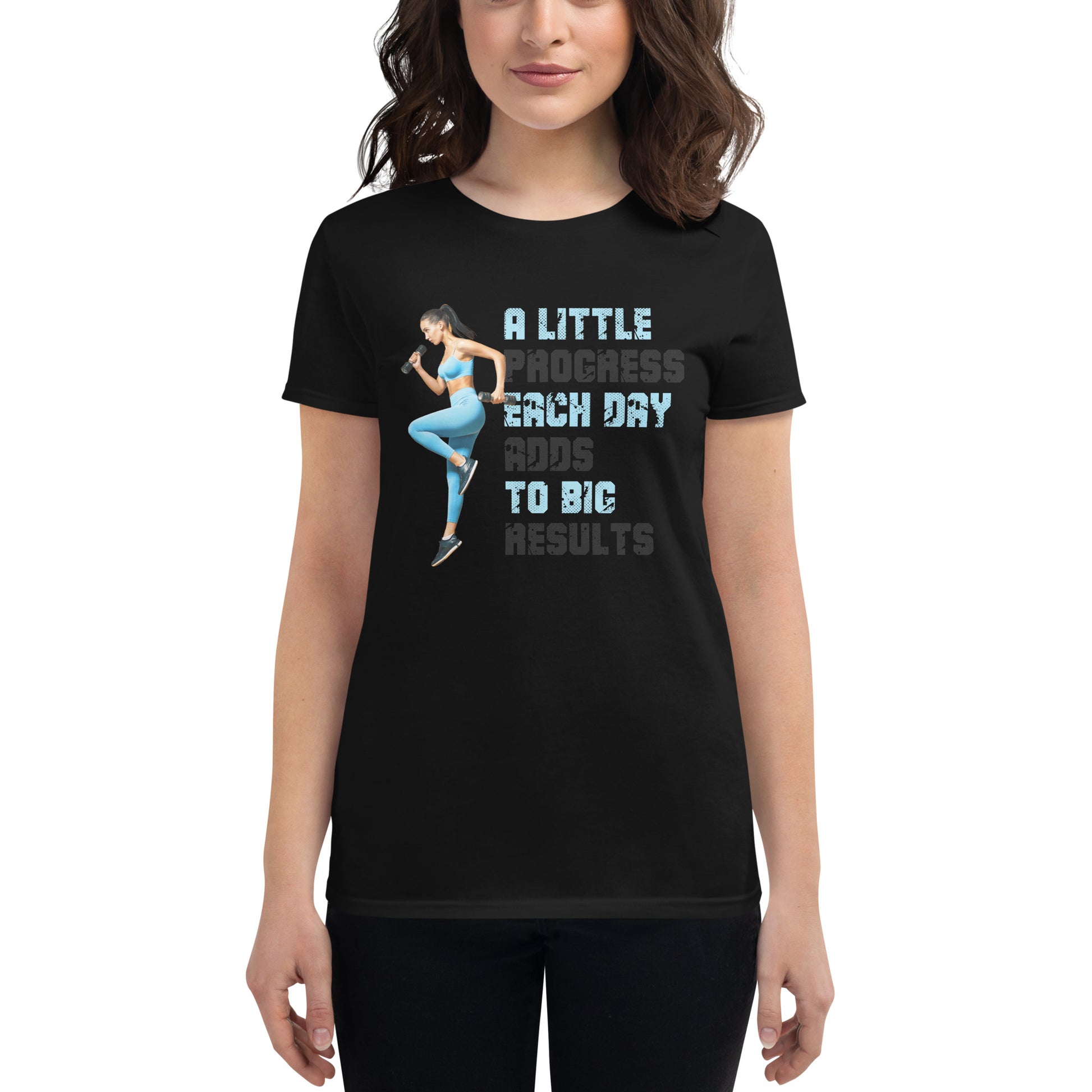 A Little Progress Each Day Women’s Motivational Black T-Shirt