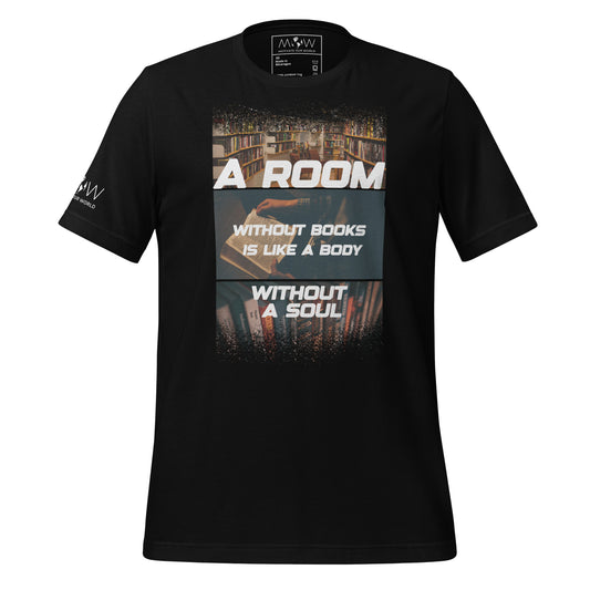 A Room Without Books Quote Library-Inspired Black Motivational Men's T-Shirt