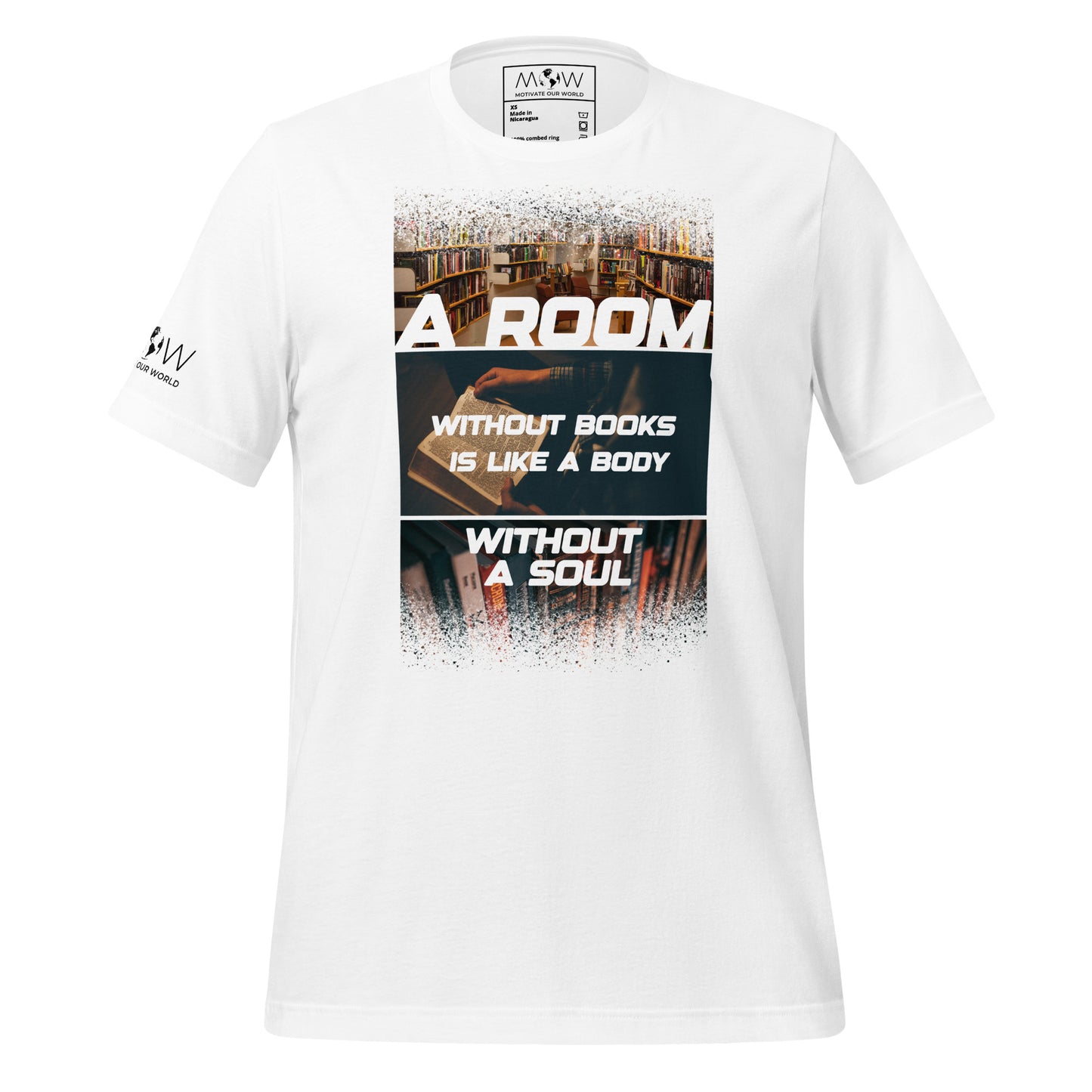 A Room Without Books Quote Library-Inspired White Motivational Men's T-Shirt