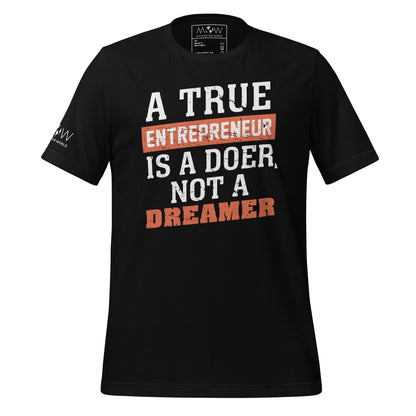 A True Entrepreneur Is a Doer Men's Motivational Black T-Shirt
