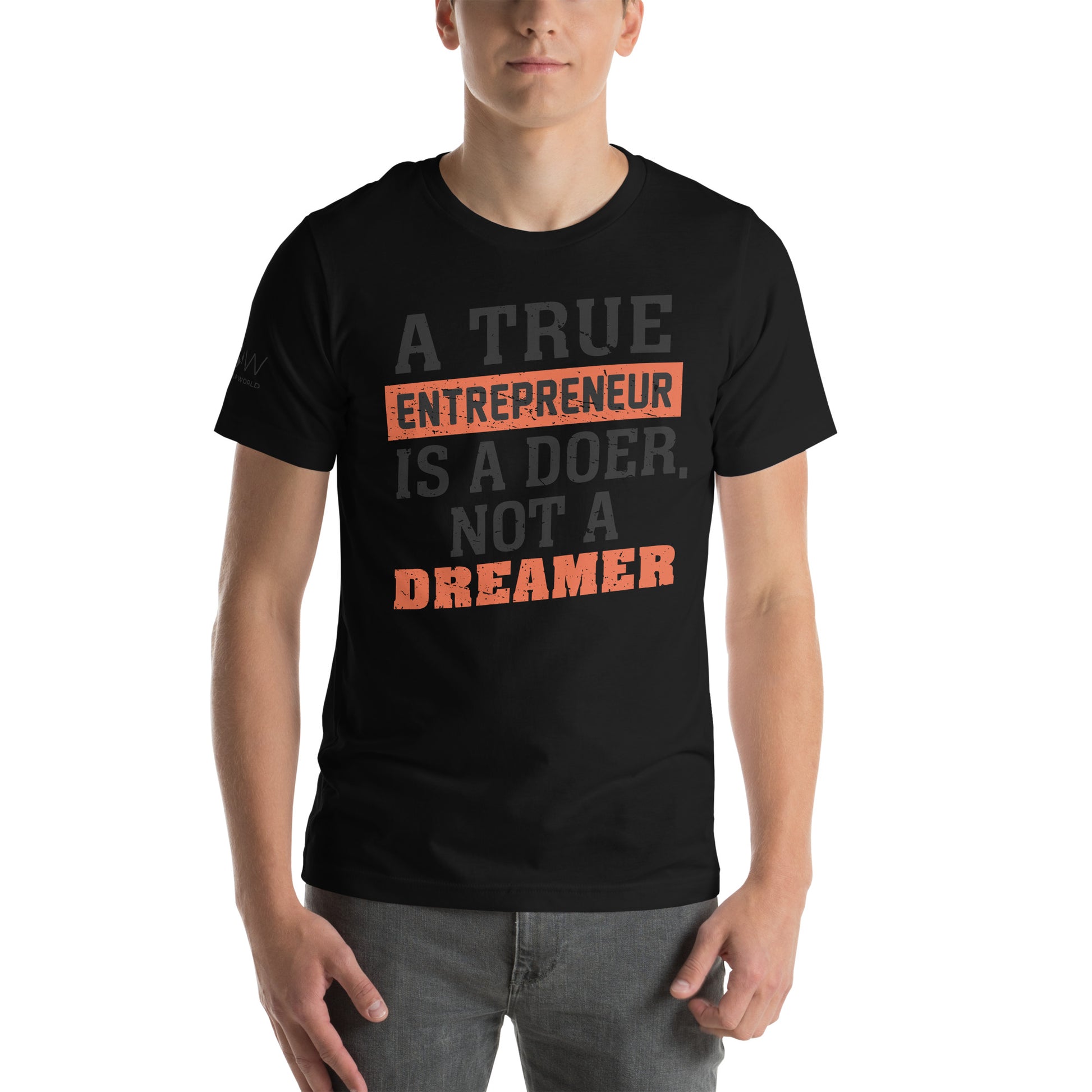 A True Entrepreneur Is a Doer Men's Motivational Black T-Shirt