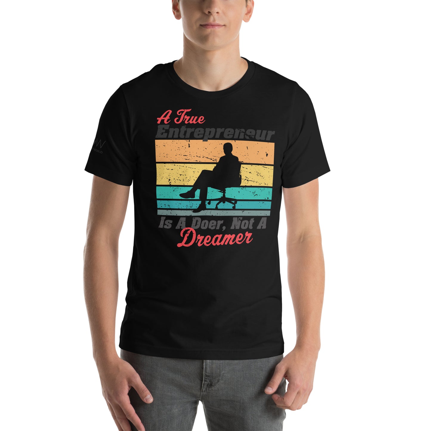 A True Entrepreneur Is a Doer Men's Motivational Black T-Shirt 