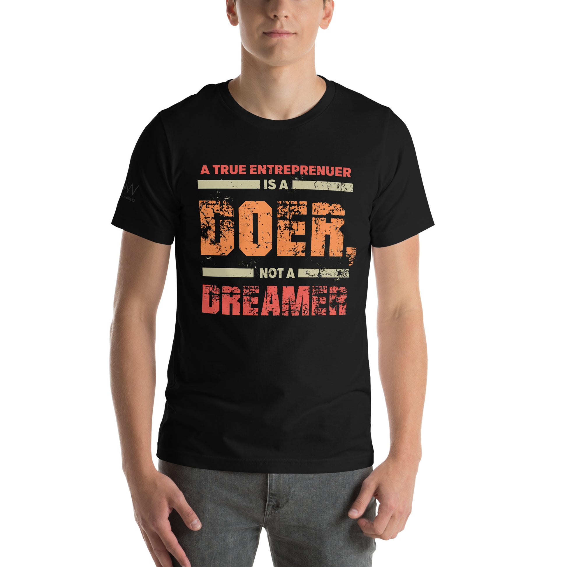 A True Entrepreneur Is a Doer Men's Motivational Black T-Shirt