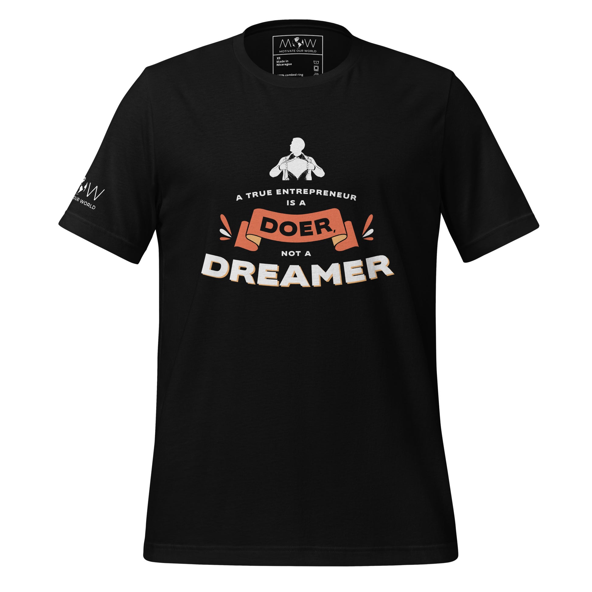 A True Entrepreneur Is a Doer Men's Motivational Black T-Shirt