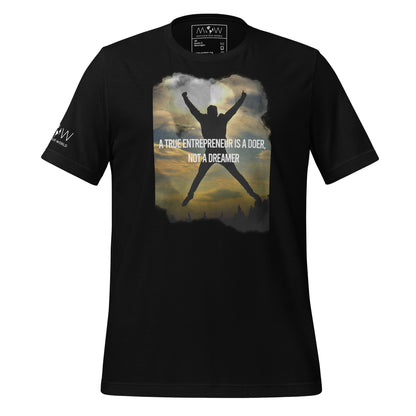 A True Entrepreneur Is a Doer Men's Motivational Black T-Shirt p