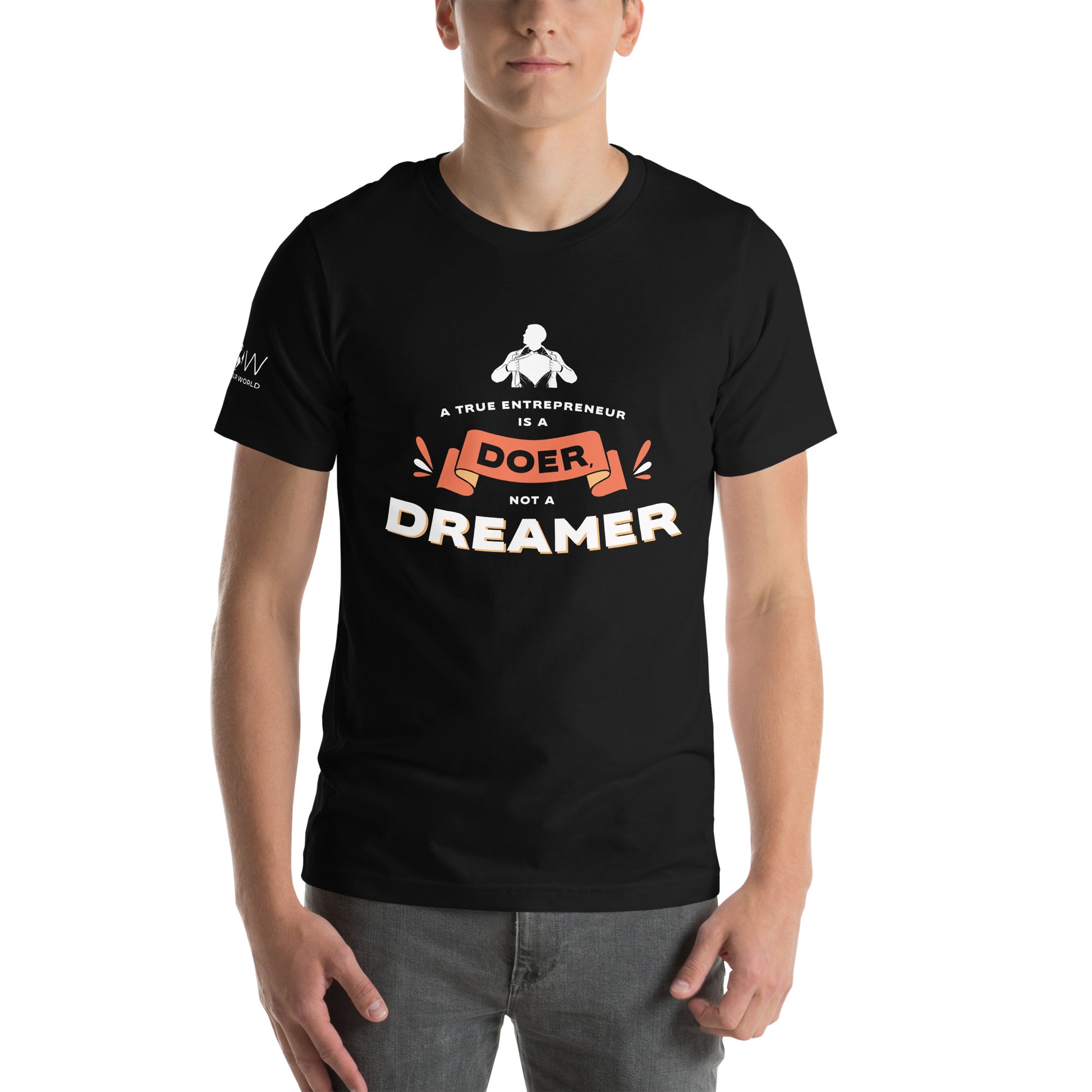 A True Entrepreneur Is a Doer Men's Motivational Black T-Shirt