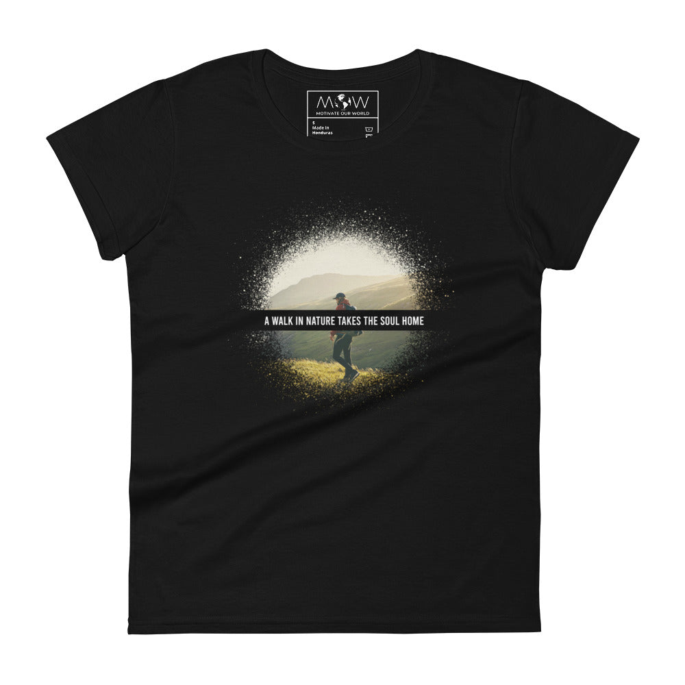 A Walk in Nature Gradient Design Women’s Motivational Black T-Shirt