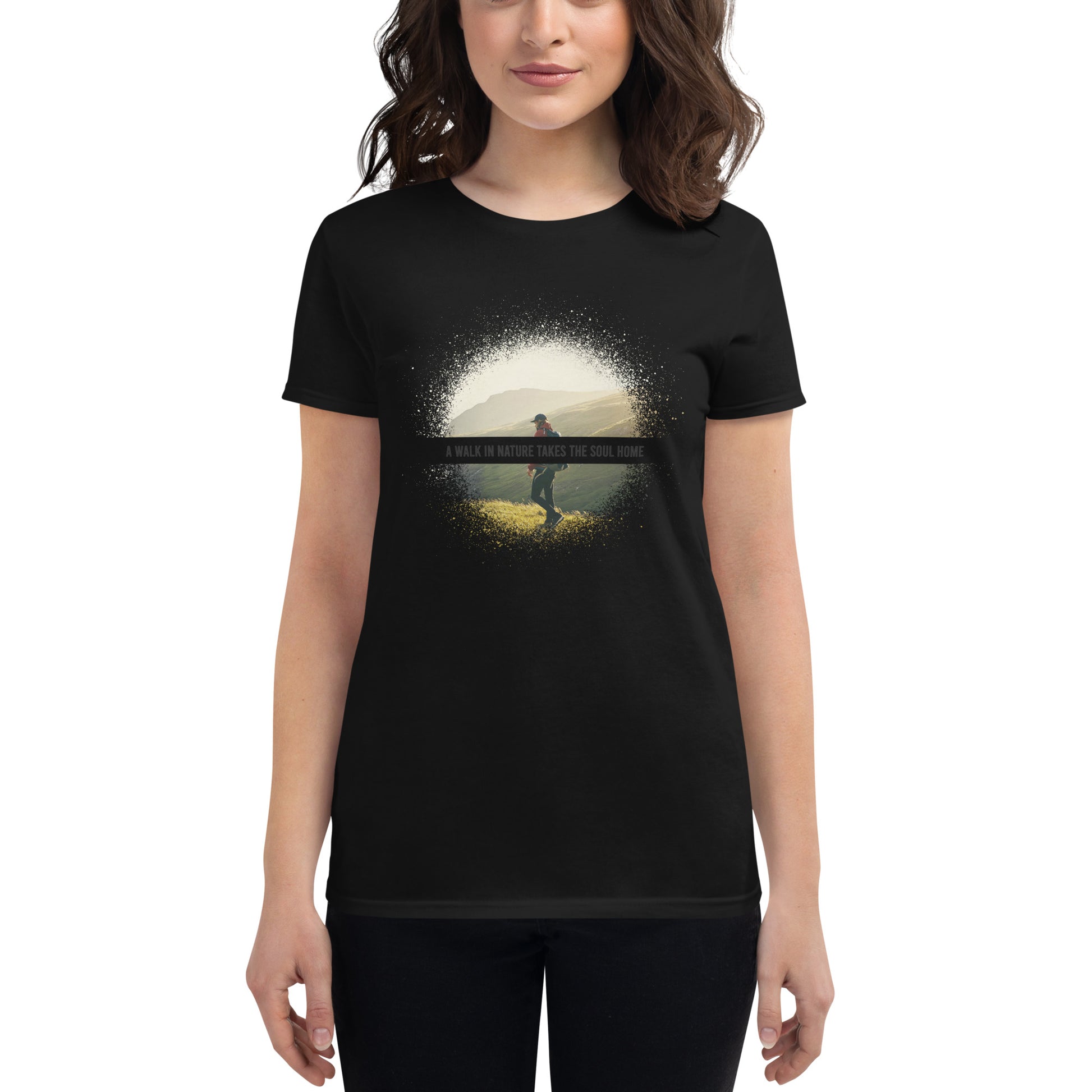 A Walk in Nature Gradient Design Women’s Motivational Black T-Shirt