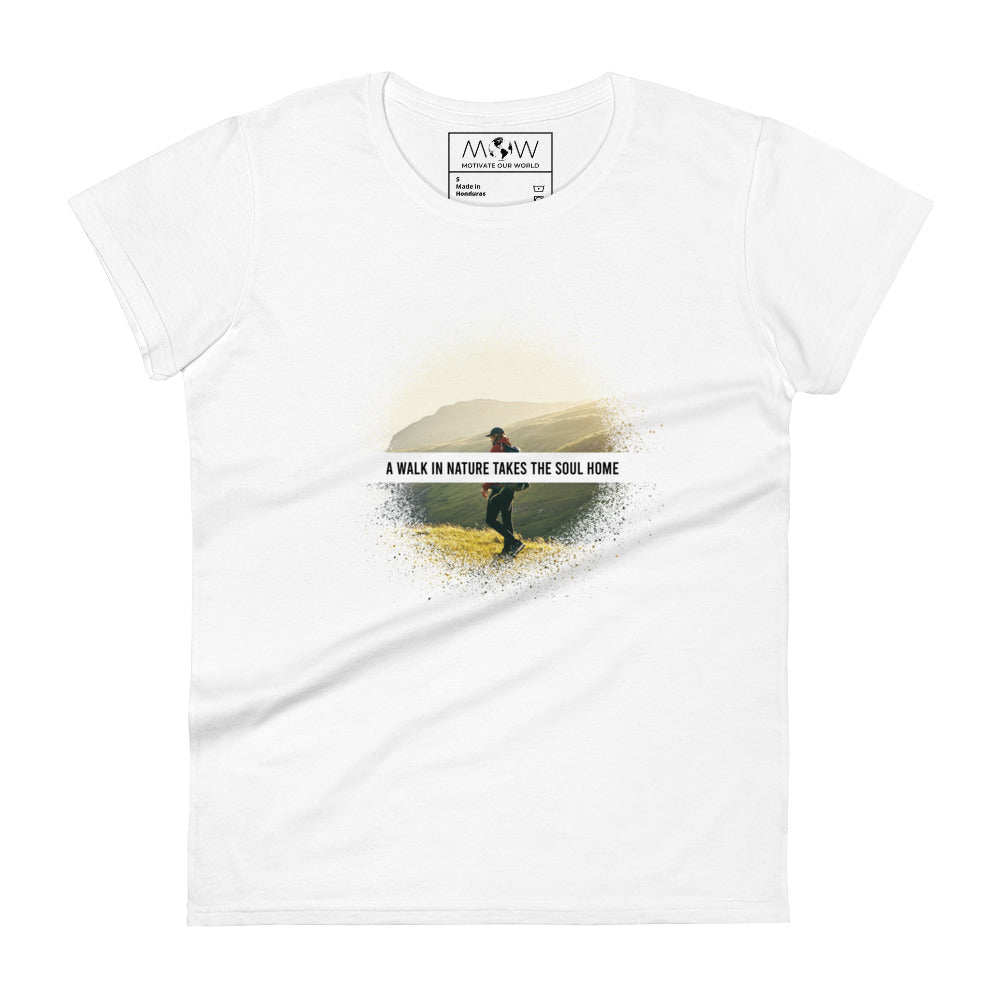 A Walk in Nature Gradient Design Women’s Motivational White T-Shirt