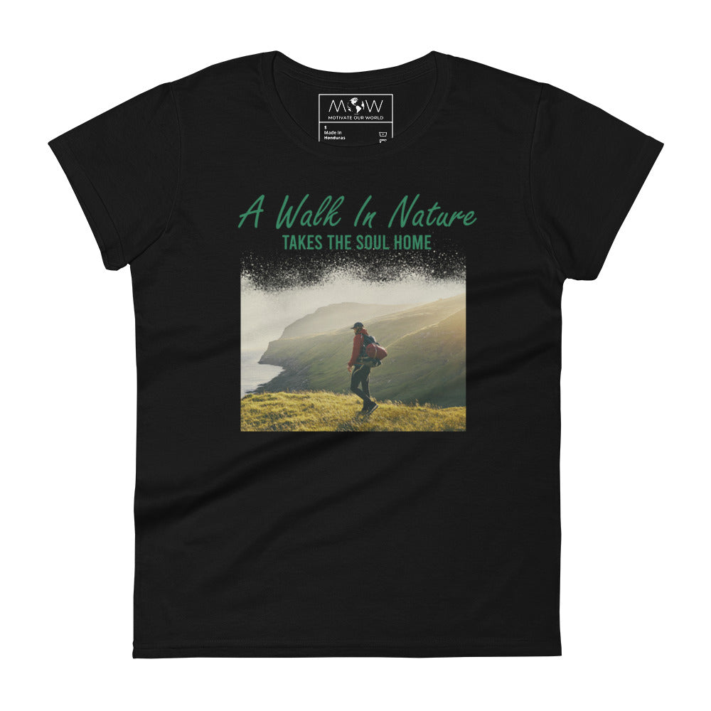 A Walk in Nature Hillside Design Women’s Motivational Black T-Shirt