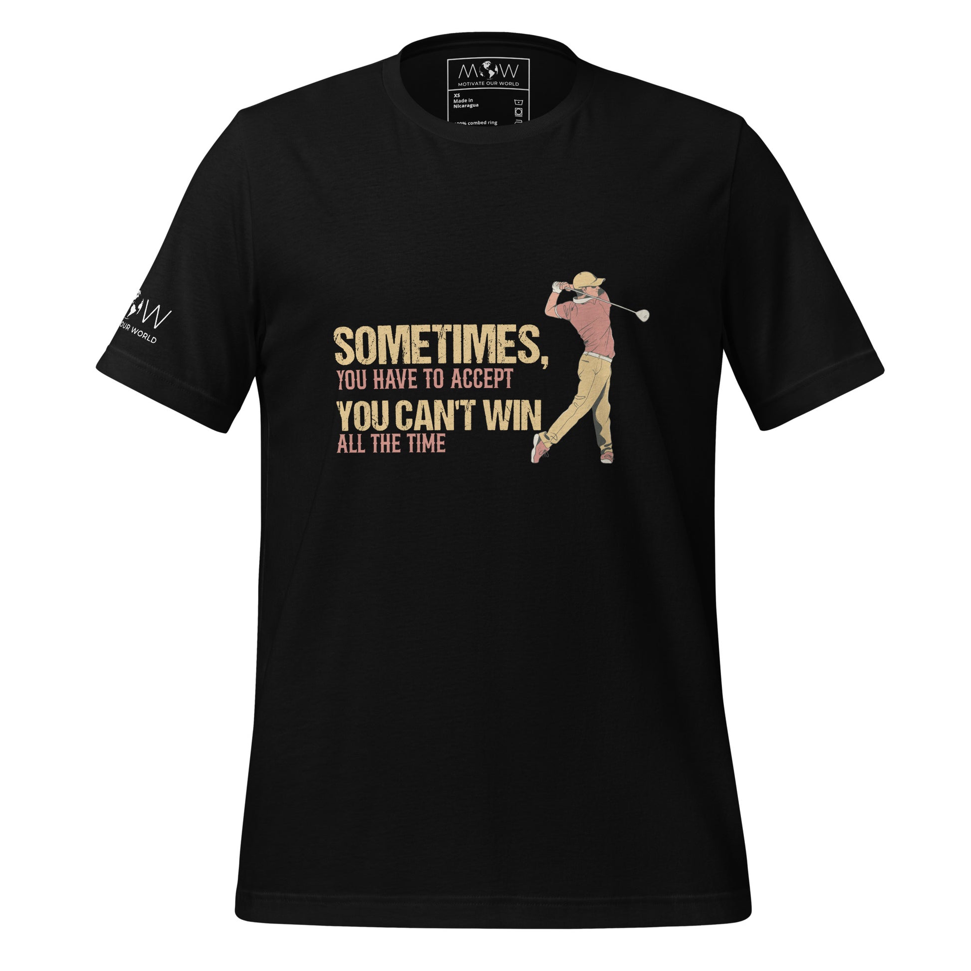 Accept You Can't Win All The Time Golf Men's Motivational Black T-Shirt